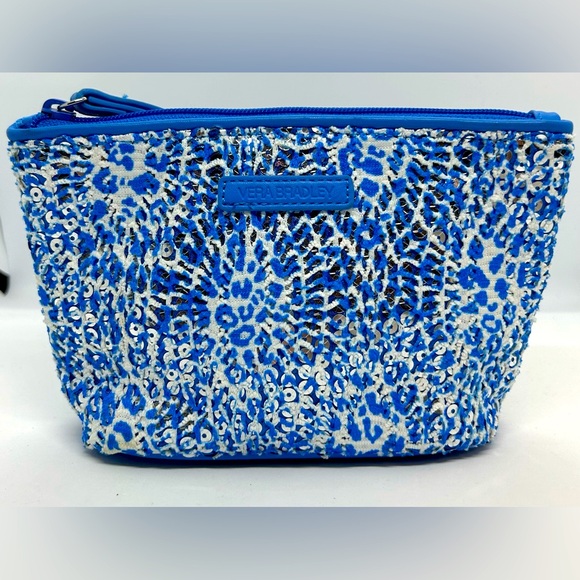 Vera Bradley Mesh Sequin Wristlet/Cosmetic Bag in Camocat Blue, EUC. - Picture 2 of 5
